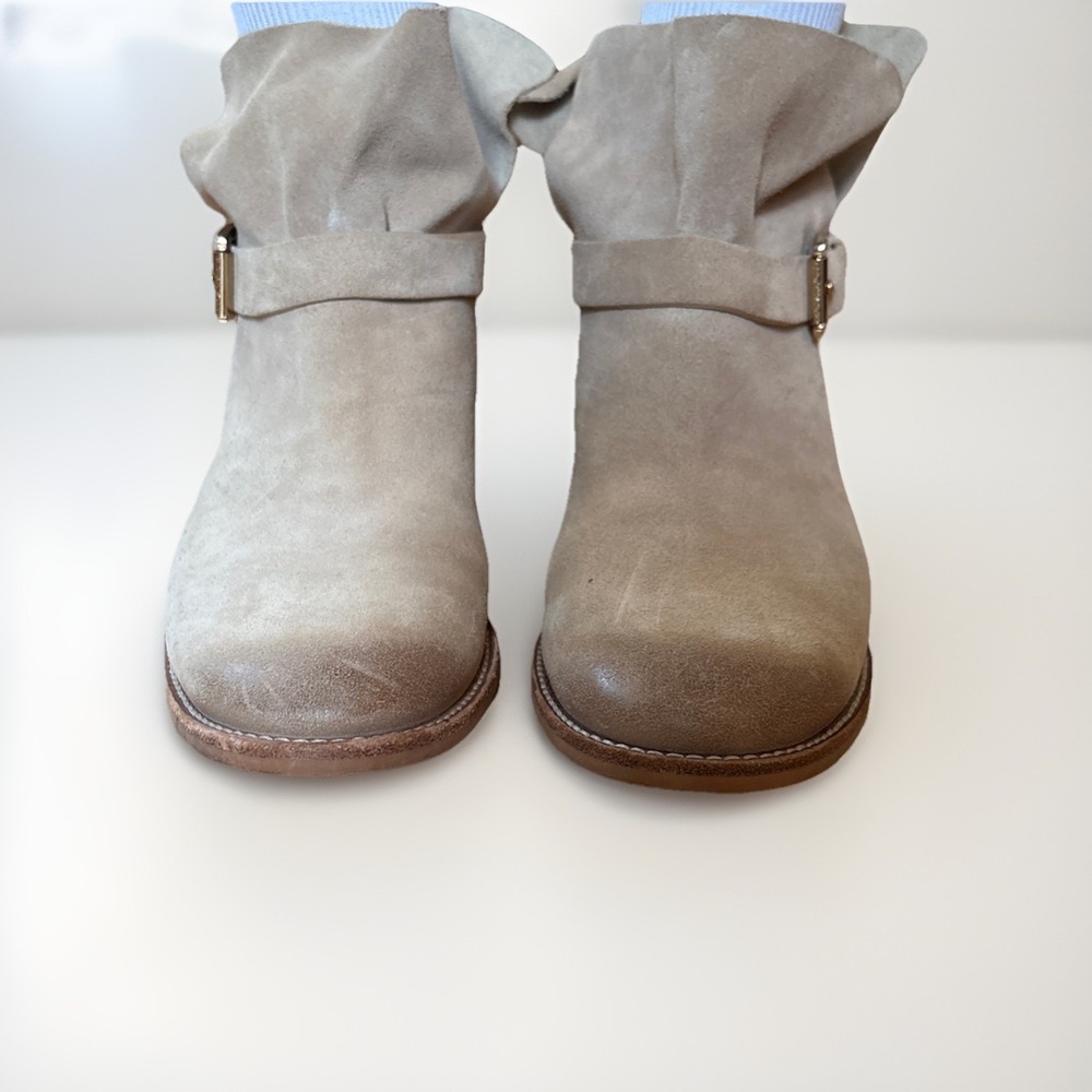 Michael Kors Taupe Suede Ankle Boots with Buckle - Picture 2 of 6